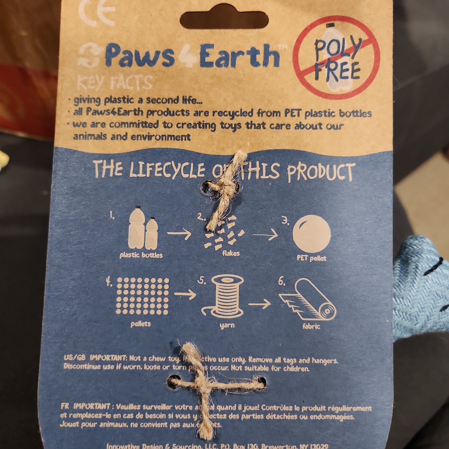 Paws 4 Earth Dog Toy, Gecko with Rope Tail