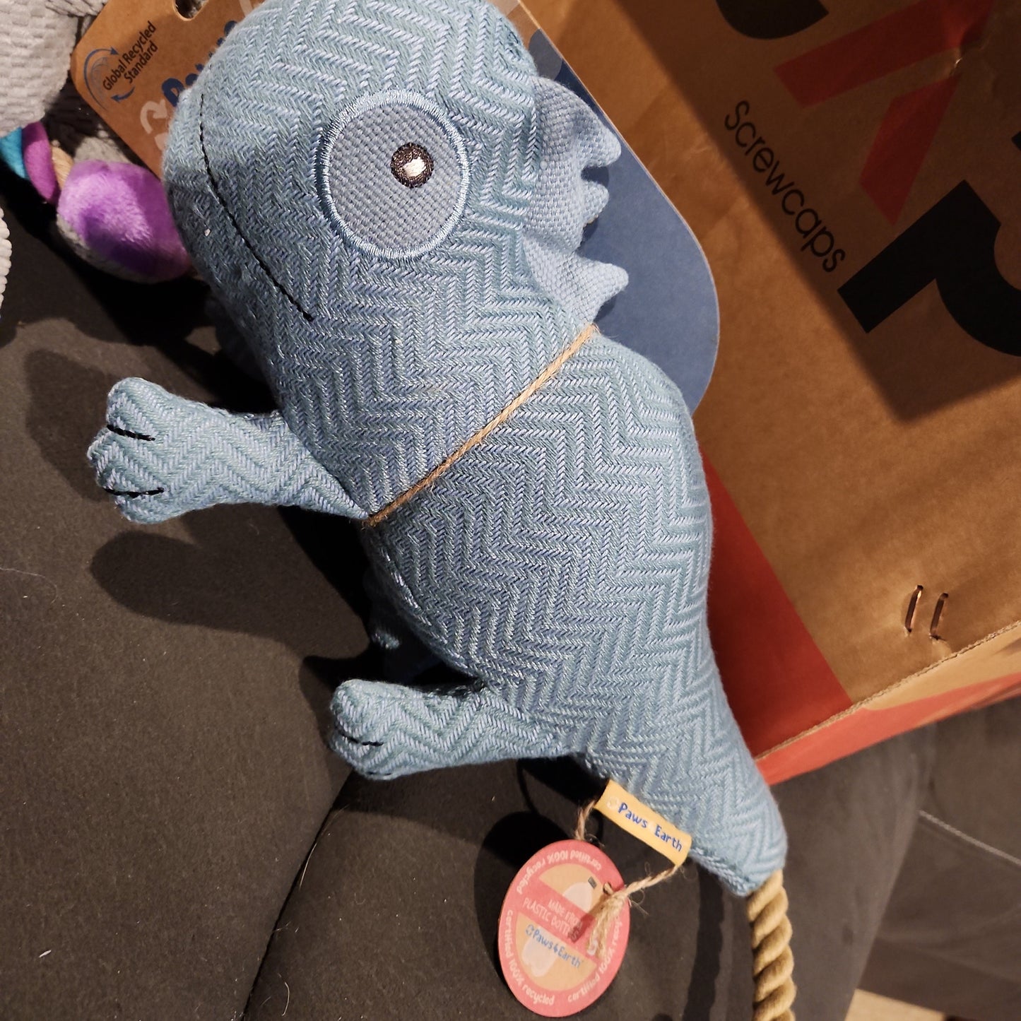 Paws 4 Earth Dog Toy, Gecko with Rope Tail