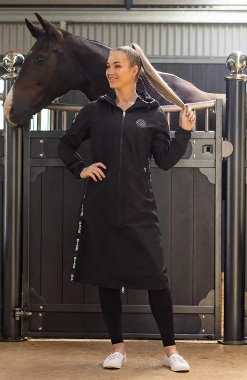 BARE Candace Lightweight Waterproof Long Jacket (Mesh Lined) - Black