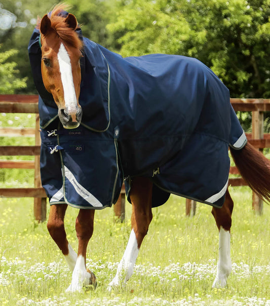 PE Titan 40g Turnout Rug with Snug-Fit Neck Cover Navy
